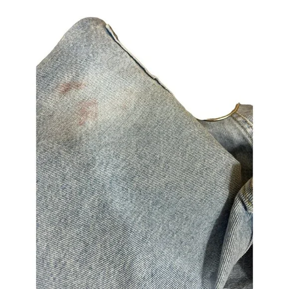 Levi's 501 150 Women's High Rise Fitted Straight Leg Distressed Jeans w/ Stain - Picture 11 of 11